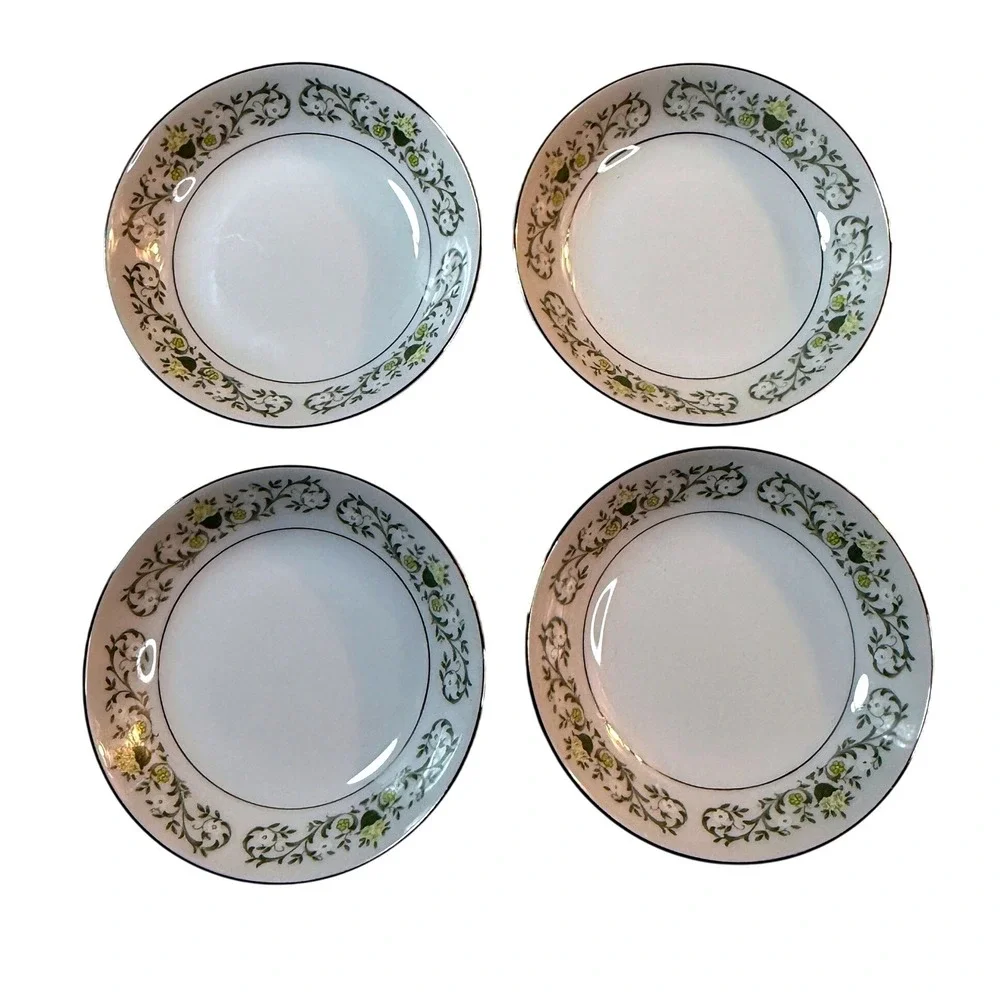 Vintage Sterling Fine China Florentine Soup Bowl 9 in Floral SET of 4 Japan MCM
